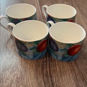 Victoria & Beale “Forbidden Fruit” Pattern Ceramic Mugs - Set of 4